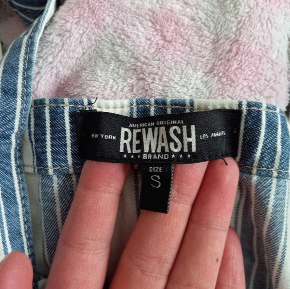 Rewash Blue/white Stripe Denim Mini Dress Button Front Womens Sz S - Picture 4 of 5